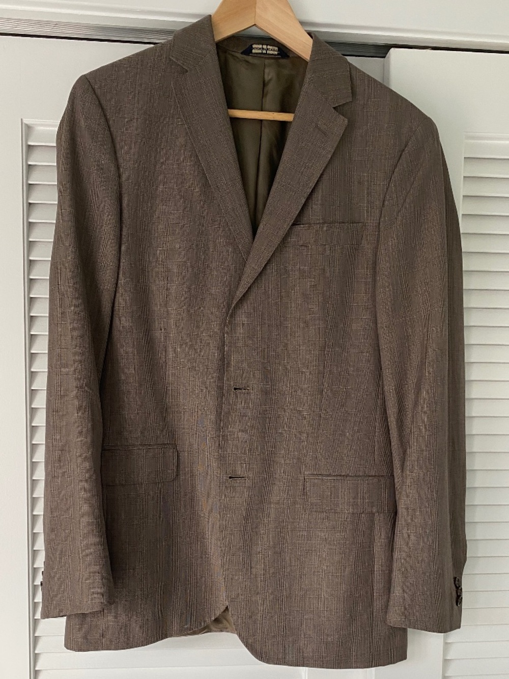 Banana Republic Tailored Fit Brown Subtle Check Blazer Suit Jacket 38R